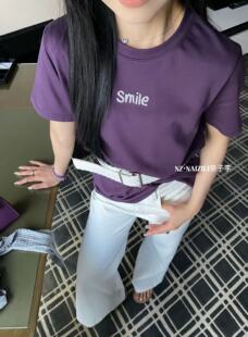 奈子26新款欧韩宽松圆领正肩字母短袖T恤女百搭上衣