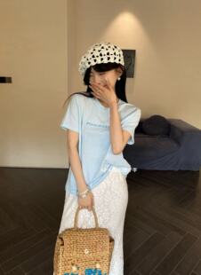 新款26年春夏季奈子韩版工艺烫钻正肩显瘦短袖T恤5217#潮百搭