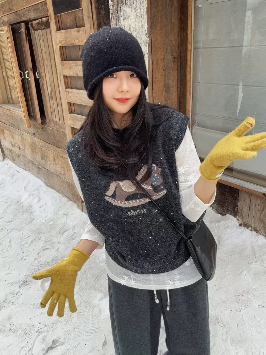 韩系25秋冬亮片小马针织毛衣马甲女圆领百搭显瘦无袖打底上衣潮,女装/女士精品,马夹,淘宝优惠券,粉丝福利购,淘宝优惠卷