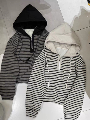 韩伊hanyi正品25冬半拉链针织加绒保暖连帽长袖卫衣女保暖上衣