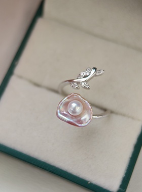 纯银活口可调节异形花朵戒指