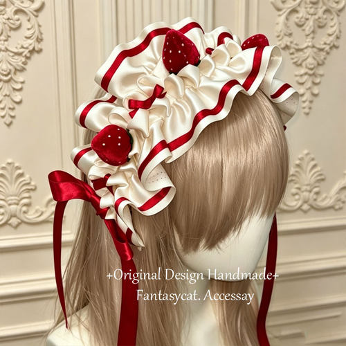 lolita草莓发带BNT波奈特甜美手作lo娘头饰配饰cosplay装扮发带
