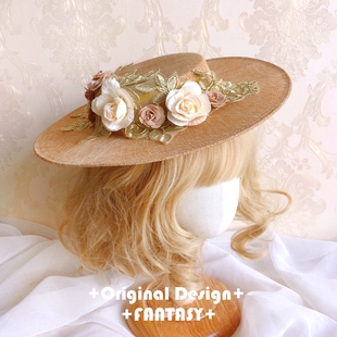 蔷薇猫手作 波奈特草帽Lolita茶会田园法式草编复古写真帽古典帽