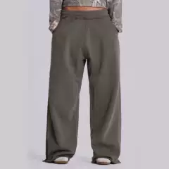Jennie Olive Green Elastic Waist Loose Casual Pants Unisex Street Dance Straight Wide Leg Trousers