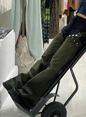 heavenm 双头熊bella款碳酸同款 Y2K复古辣妹男女阔腿牛仔裤