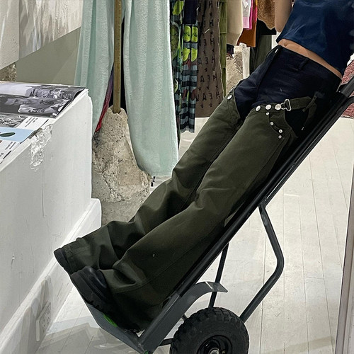 heavenm双头熊家Y2K牛仔阔腿长裤