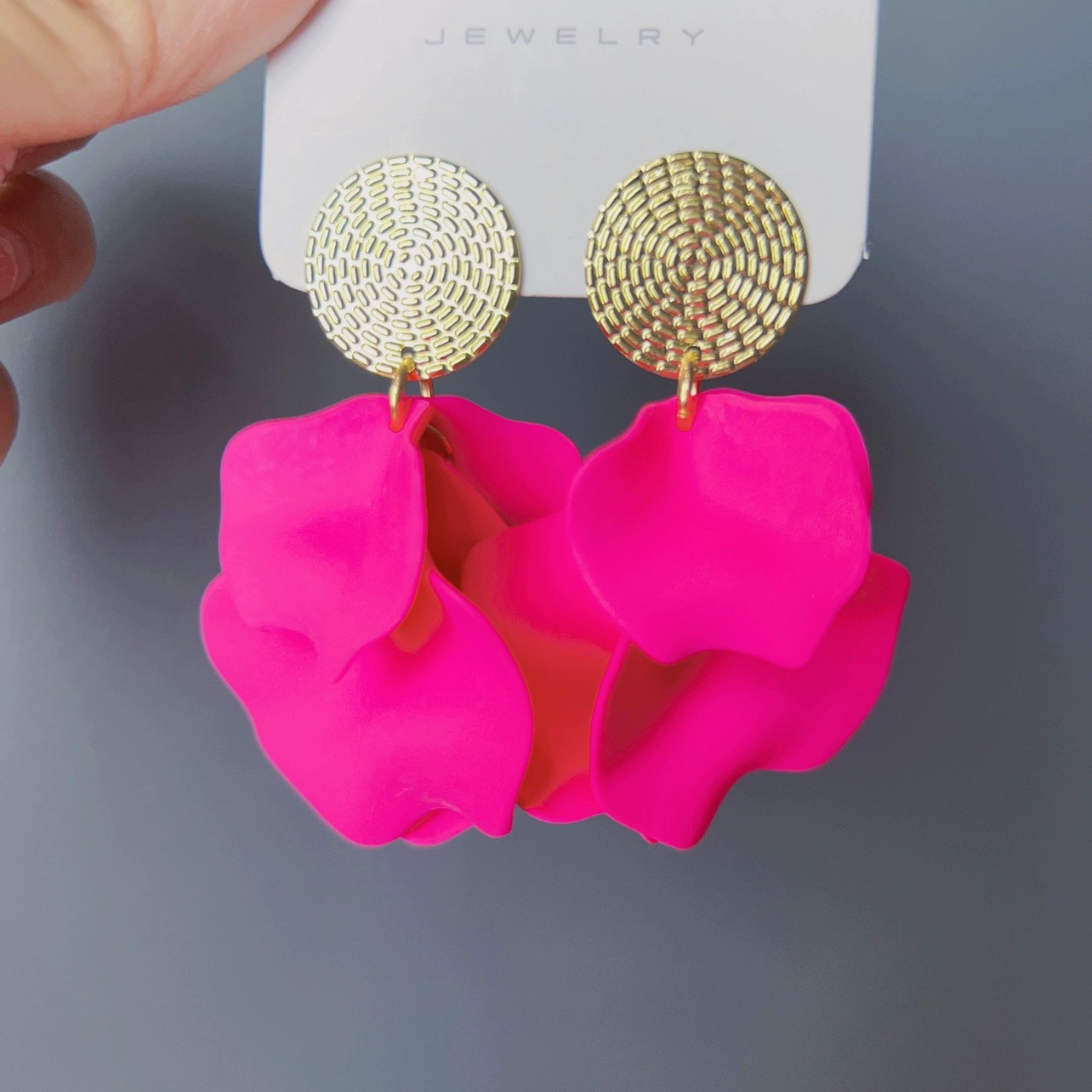 糖果色甜美新款大花朵耳环长款花瓣流苏气质个性耳饰高级感耳夹