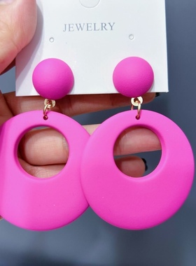 儿童无耳洞款    走秀摩登气质时尚夸张大多巴胺耳环彩色耳夹耳环
