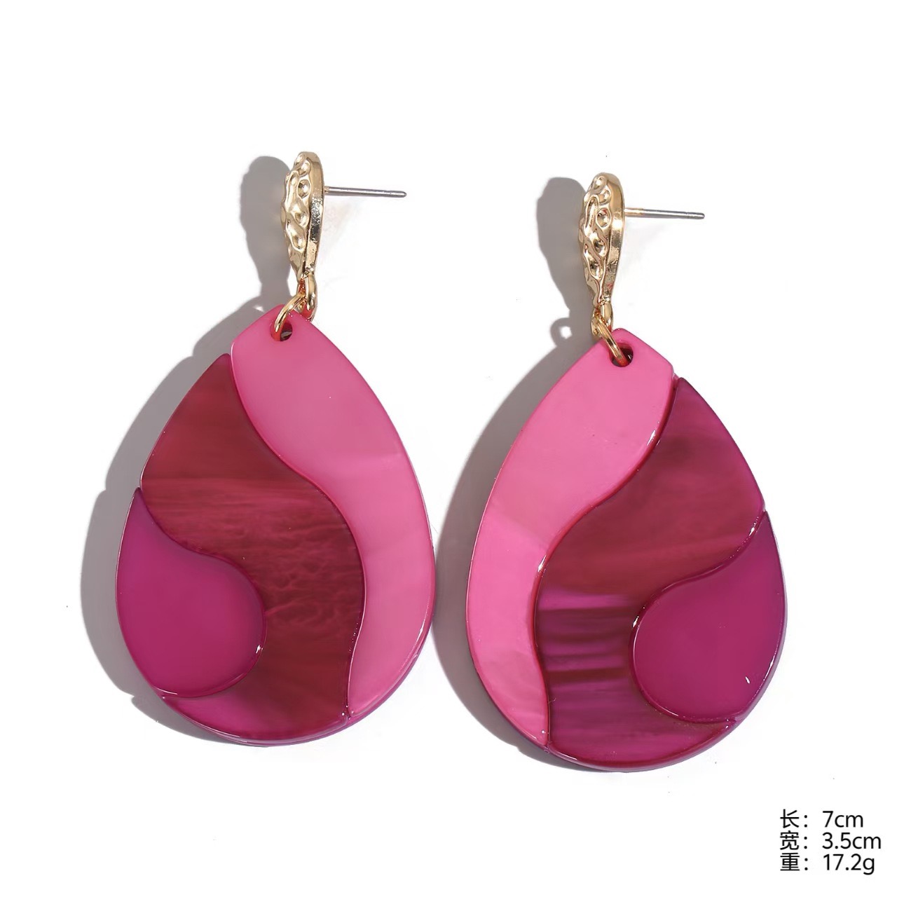 UNBOX手作夸张彩色几何耳环度假风耳坠海边耳夹无耳洞款