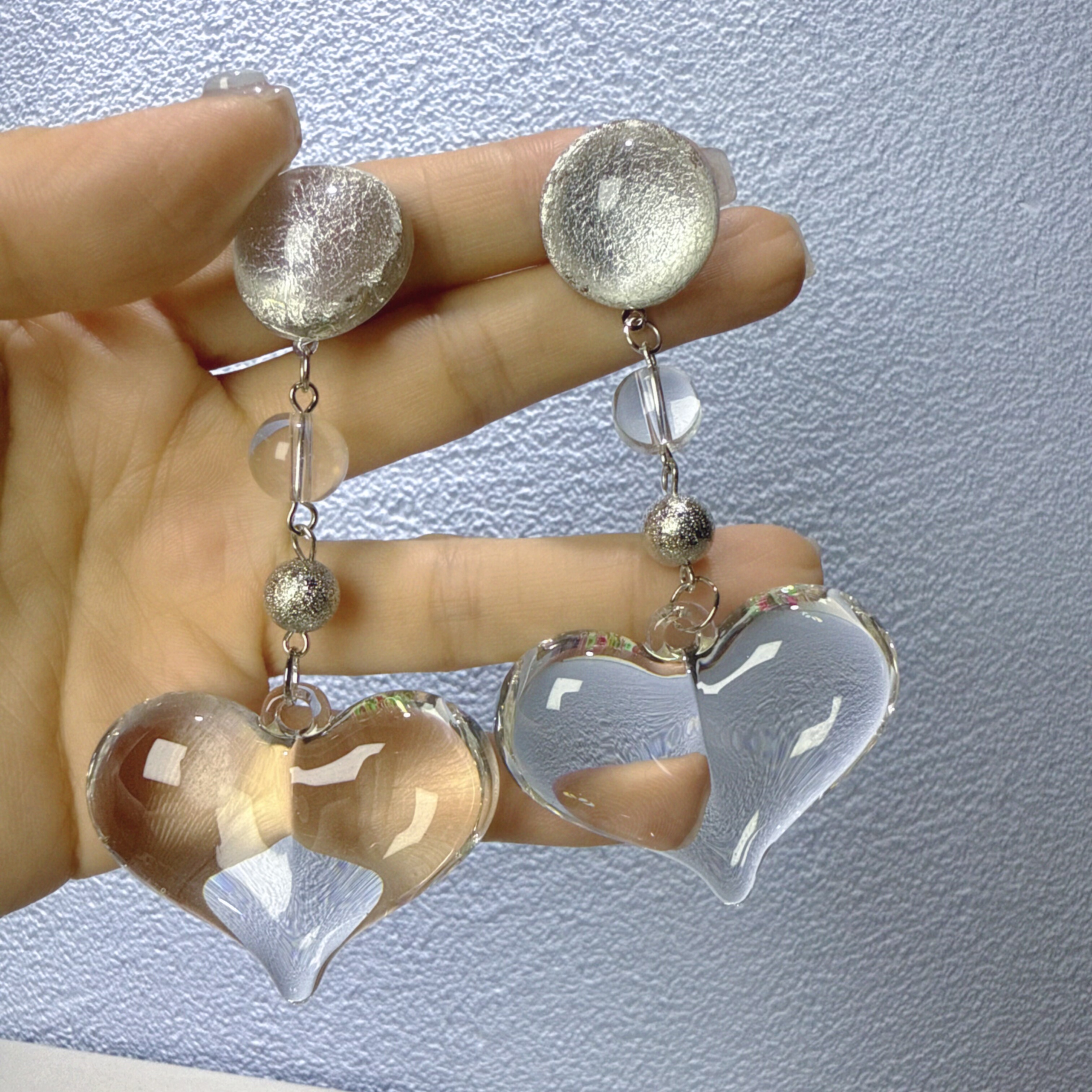 UNBOX原创手作夸张爱心耳环度假风耳坠海边耳夹无耳洞款