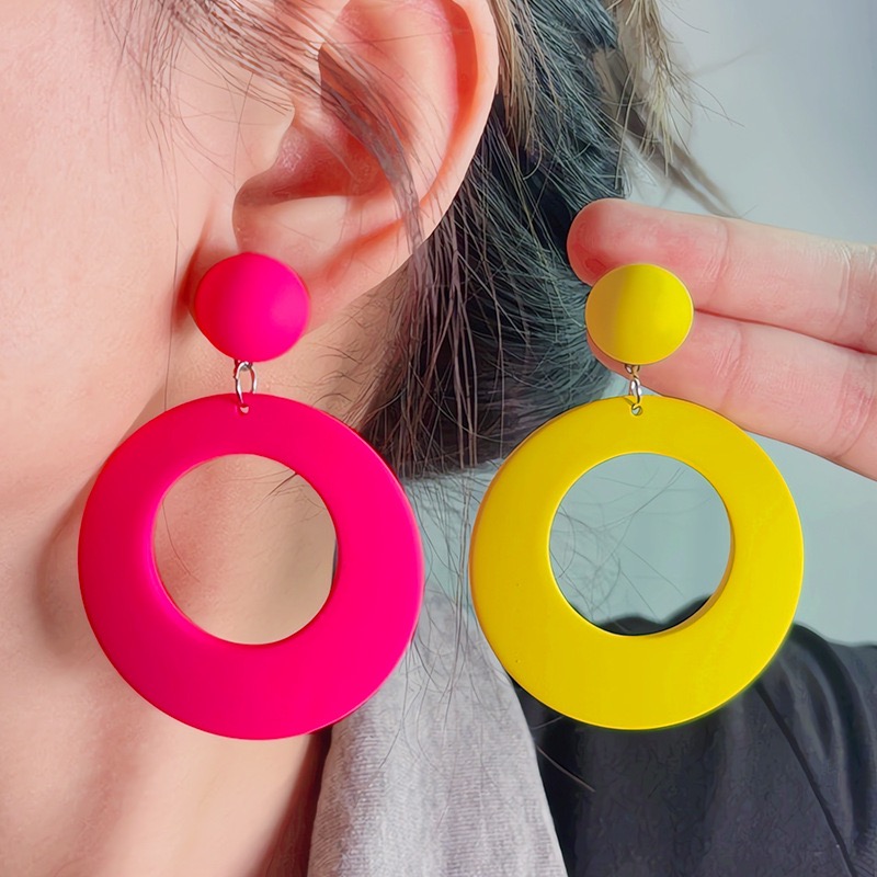 UNBOX手作夸张彩色几何耳环度假风耳坠海边耳夹无耳洞款
