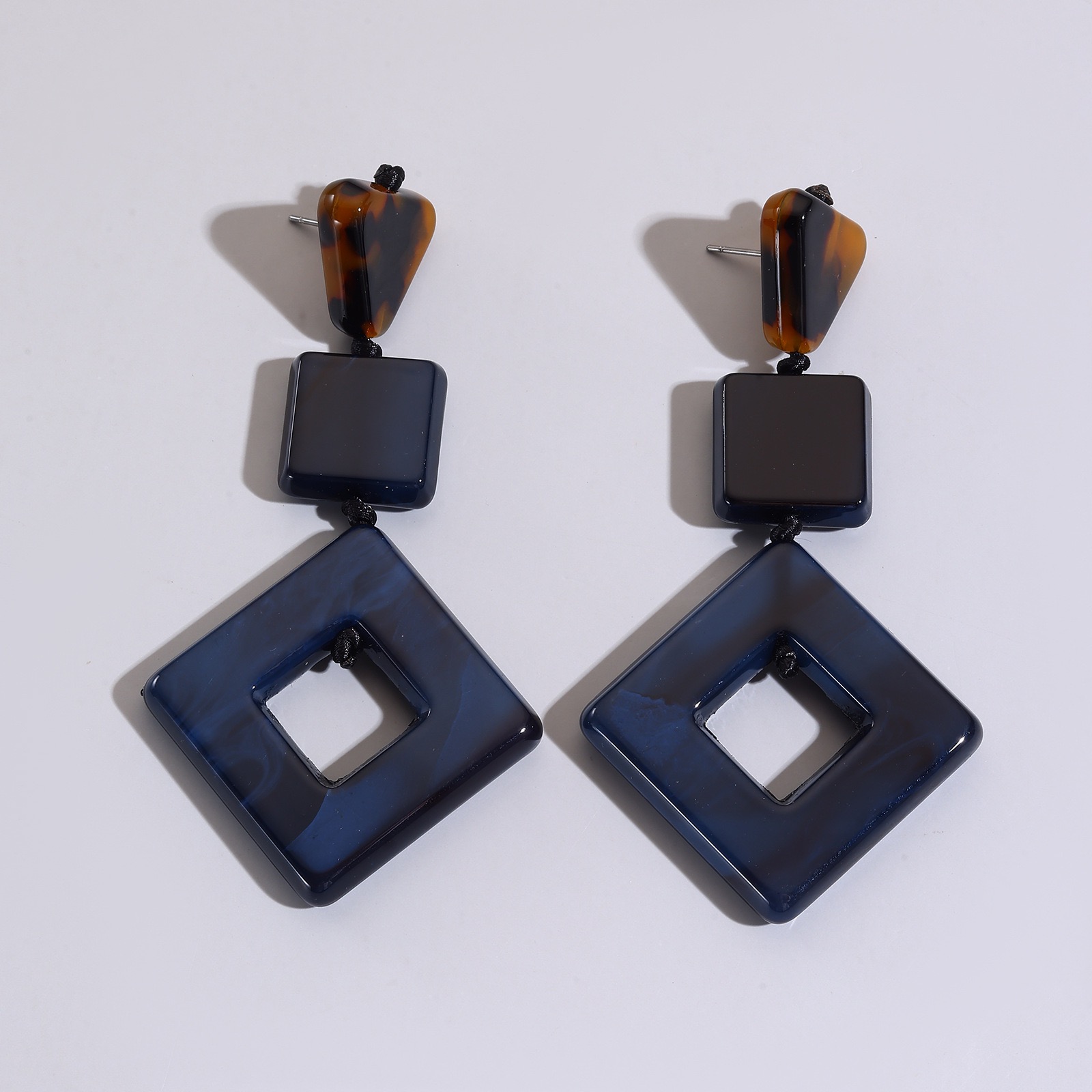 UNBOX手作夸张彩色几何耳环度假风耳坠海边耳夹无耳洞款