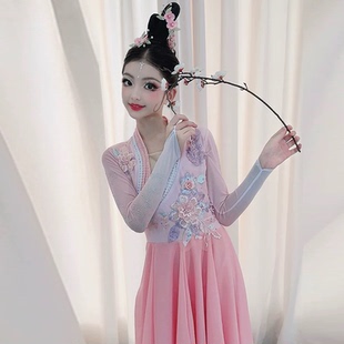 儿童古典舞独舞剧目玉蝶幽香舞蹈服装 中国风女童飘逸大摆裙演出服