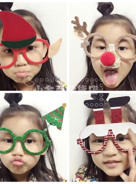 圣诞节装饰道具 圣诞树雪人圣诞老人圣诞鹿搞怪装饰派对眼镜整蛊