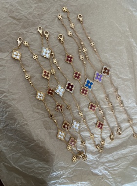 布家复古宫廷风花朵五花镭射贝母手链清孤品