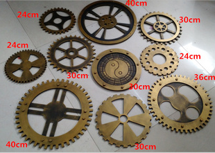 工业风复古做旧酒吧咖啡厅金色齿轮墙壁饰装 家居墙饰摄影道具 饰