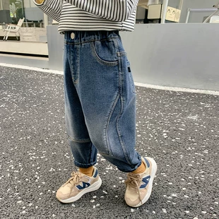 加绒加厚儿童冬季 男童牛仔裤 小童秋冬宝宝冬装 裤 童装 子2022新款 潮