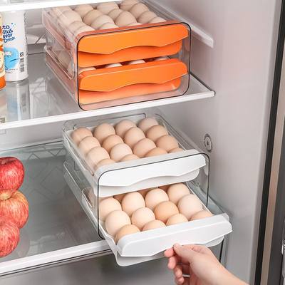 家用食品级鸡蛋收纳盒抽屉式日式