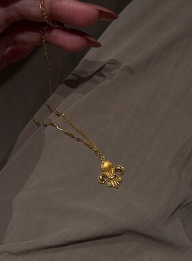 金色鸢尾花项链女时尚高级感气质