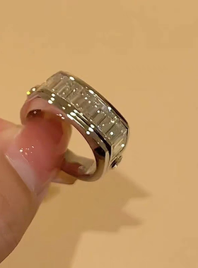 微镶锆石方形戒指女高级感气质