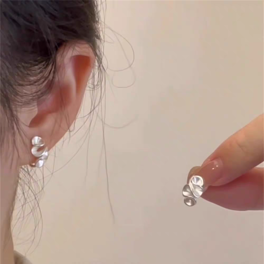 s925纯银奶油花耳环女轻奢气质