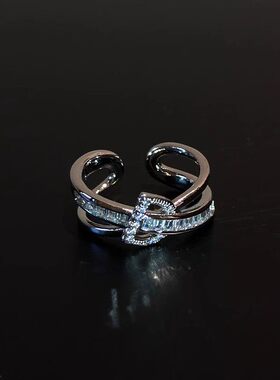 韩系爆闪交叉锆石戒指气质时尚