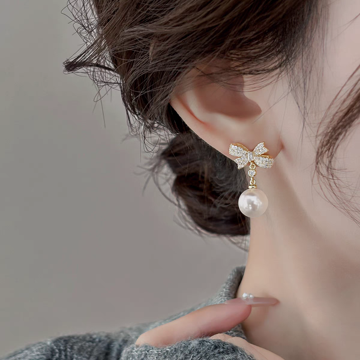 s925纯银蝴蝶结珍珠耳环小众设计轻奢气质高级感耳坠女温柔耳钉潮,饰品/流行首饰/时尚饰品新,耳钉,淘宝优惠券,粉丝福利购,淘宝优惠卷