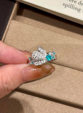 帕拉伊巴蓝色蜜蜂戒指女时尚高级