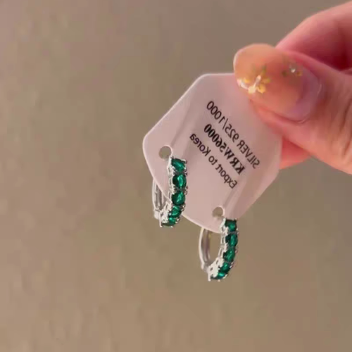 s925纯银祖母绿锆石耳环轻奢小众