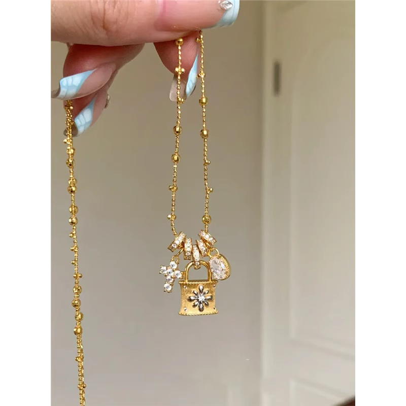 锁包十字架吊坠项链vintager中古