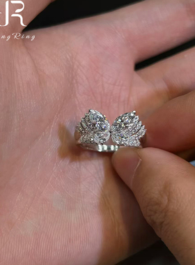 清冷感爆闪锆石镂空立体蝴蝶戒指