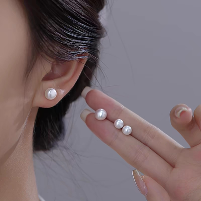 s925纯银珍珠耳钉女轻奢小众设计