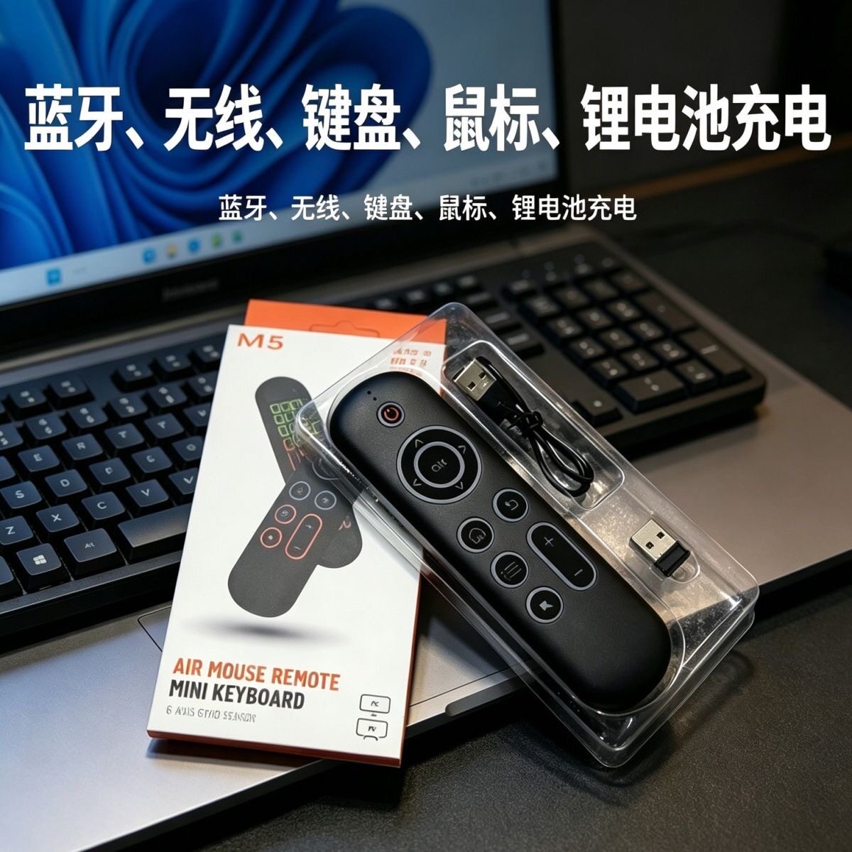 双模空中鼠标迷你无线蓝牙键盘套装飞鼠遥控器一体键鼠电脑陀螺仪