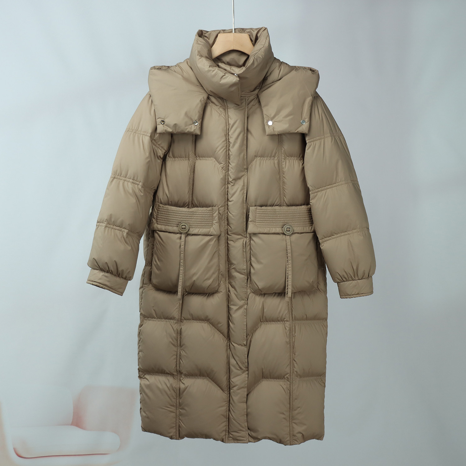 372时尚连帽休闲气质90%白鸭绒羽绒服女H版减龄加厚保暖外套