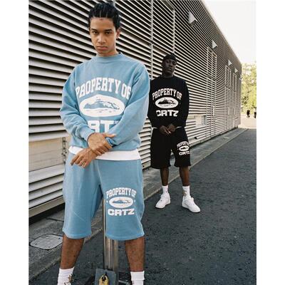 Corteiz卫衣短裤套装欧美恶魔岛UKDRIPDRILL嘻哈街头加绒保暖