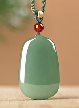 湖绿色平安无事牌吊坠男女款