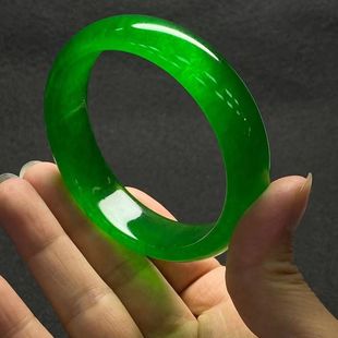 翡翠色玉阳绿碧绿色玉手镯帝王绿女款玉石手镯子常规款时尚款网红