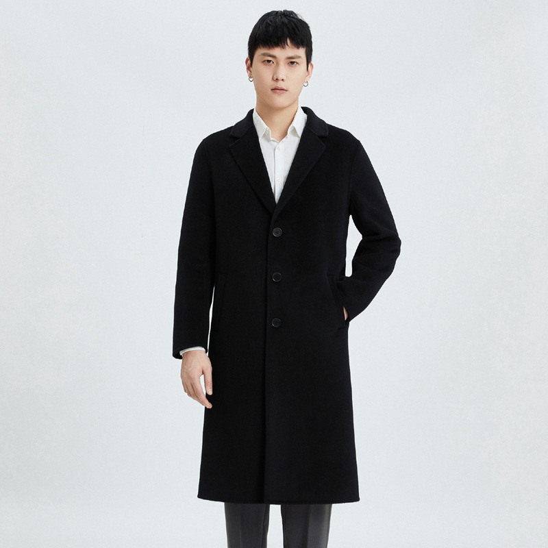 羊毛大衣男士中长款过膝双面非羊绒外套商务毛呢西装呢子风衣绅士
