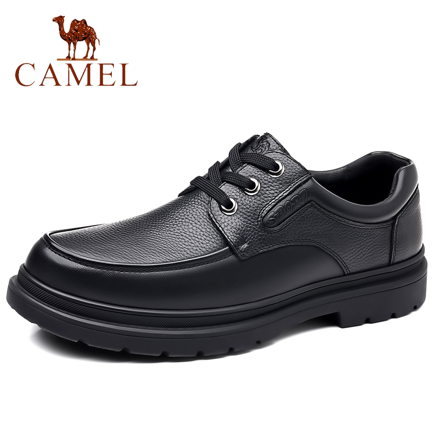 骆驼男鞋真皮皮鞋2025新款软底系带牛皮透气中老年通勤商务休闲鞋