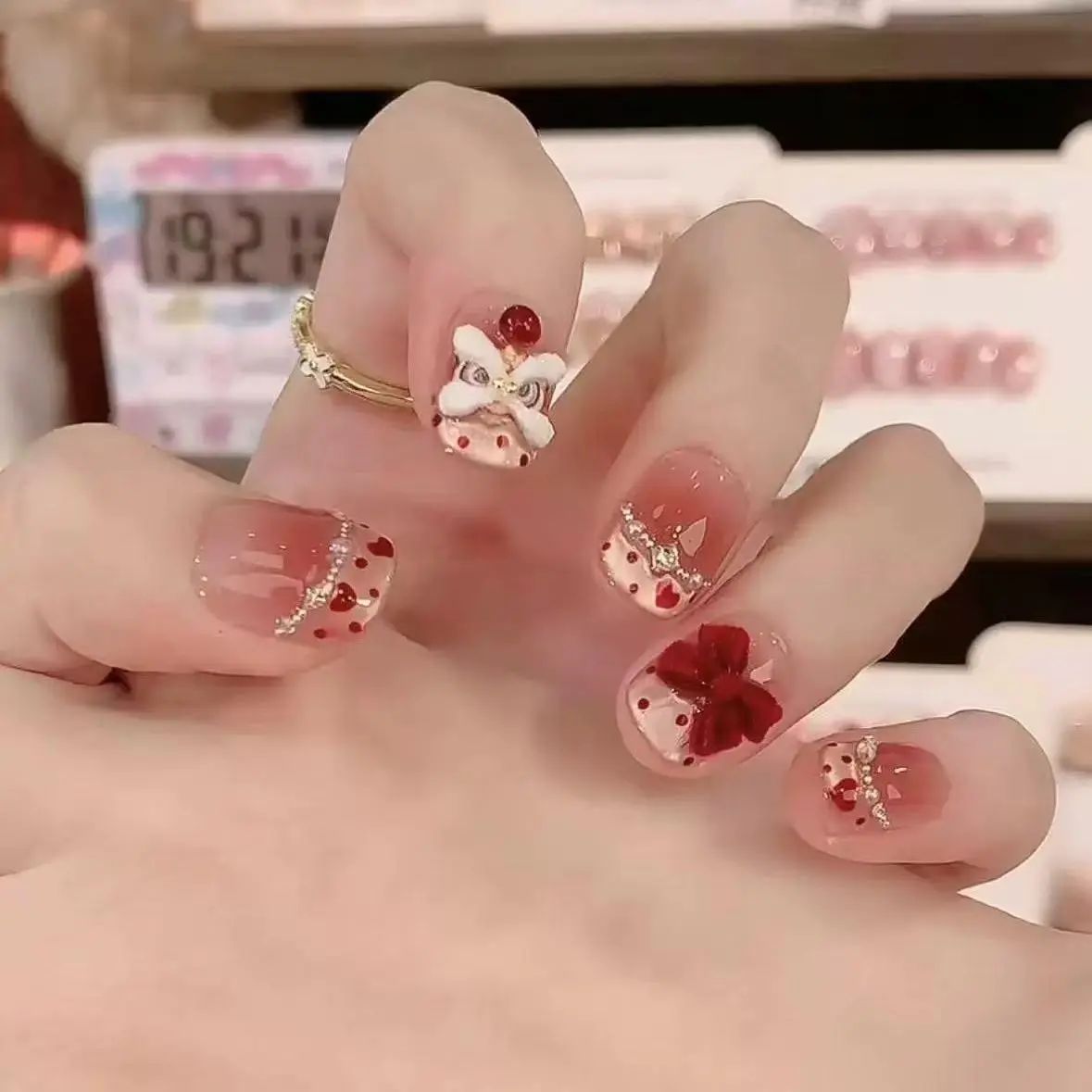 手工儿童美甲穿戴甲高级感短款