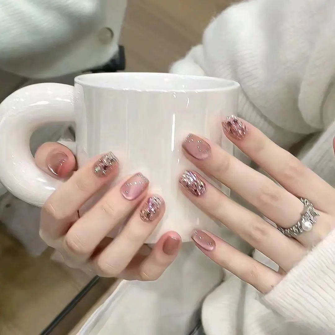 手工儿童美甲穿戴甲高级感短款