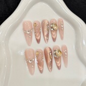 纯手工穿戴甲2026年新款 浮光裸 爆闪纯手工微笑飘带猫眼精品香