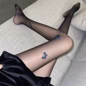 提花打底裤 丝袜秋季 女新款 2023任意剪网红纯欲蝴蝶印花薄款 连裤 袜