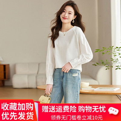 高级长袖纯棉t恤女春夏