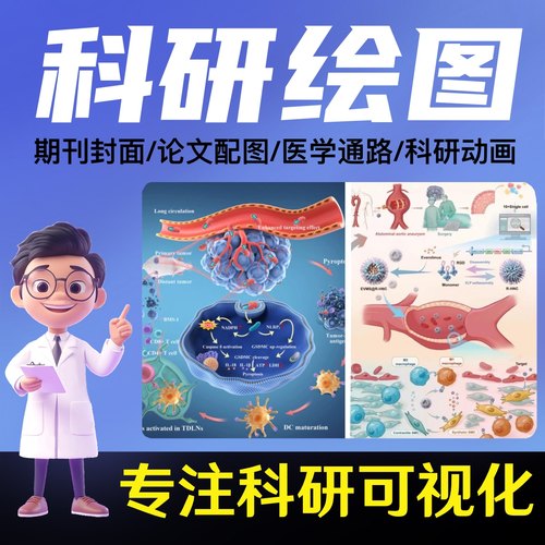 科研绘图医学插图代画机制图SCI期刊封面建模origin流程示意图ppt