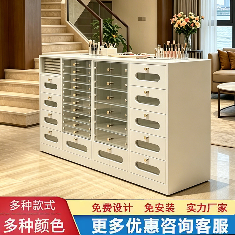 美甲店展示柜美甲柜子甲油胶收纳柜指甲油色板美甲边柜落地柜定制