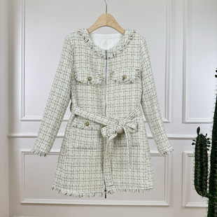 sera轻奢2024朴姓惠同款 夹克 复古拉链毛呢气质粗花呢小香风冬季