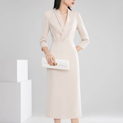 Sera轻奢2026新款正装法式轻奢高腰包臀职业西装裙气质西装连衣裙