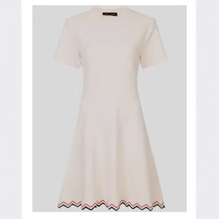 圆领套头短袖 Sera轻奢春夏款 显瘦 修身 针织A字 荷叶边女生连衣裙