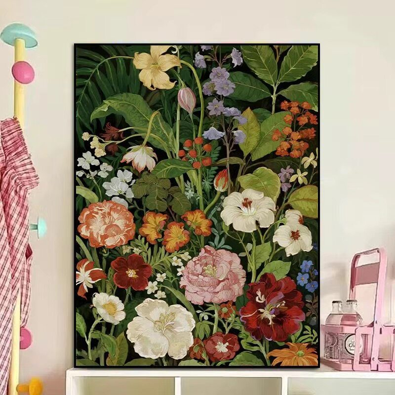 花卉数字油画diy填色新款手工填充油彩画丙烯涂色装饰画复杂超难
